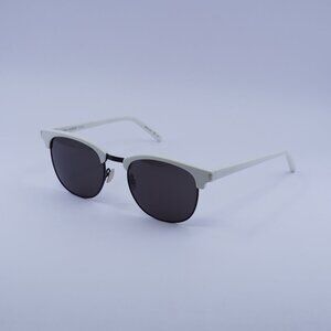 Saint Laurent SL108 011 Sunglasses Ivory Browline Frame, Black Lenses